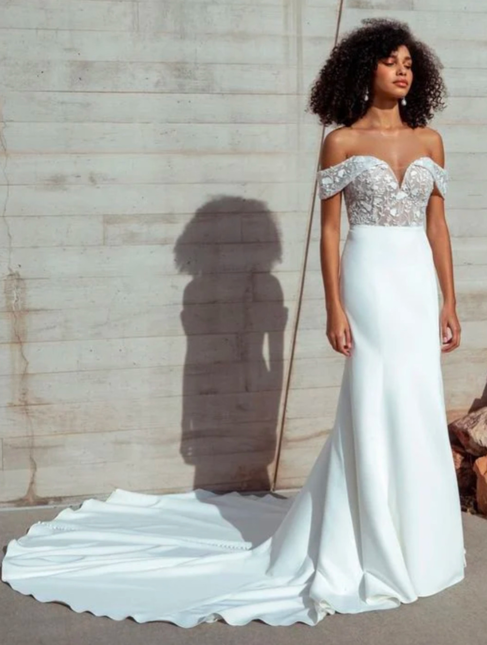 Jenny Yoo Angelica Wedding Dress Size 12 Off Shoulder Floral Bridal Gown
